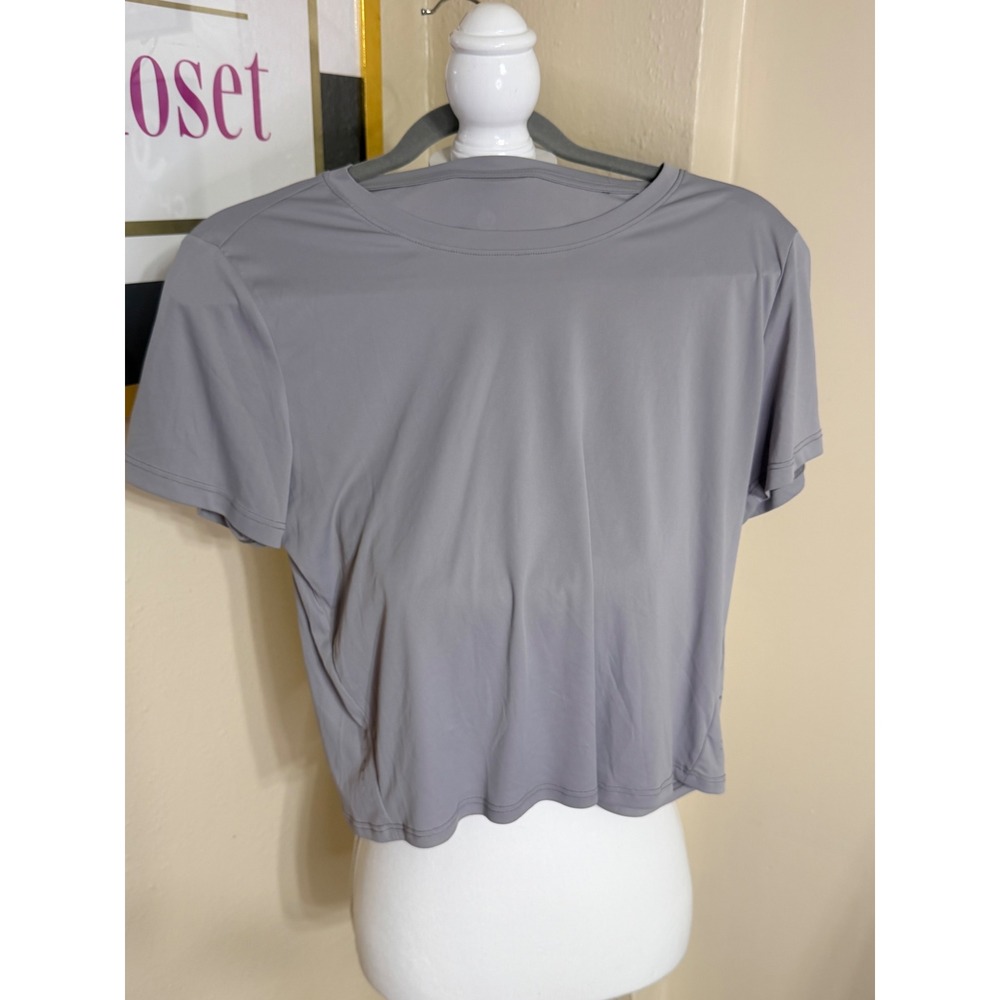 Baleaf‎ Short Sleeve Shirt Gray Crop Top Mesh Venting Training Tee